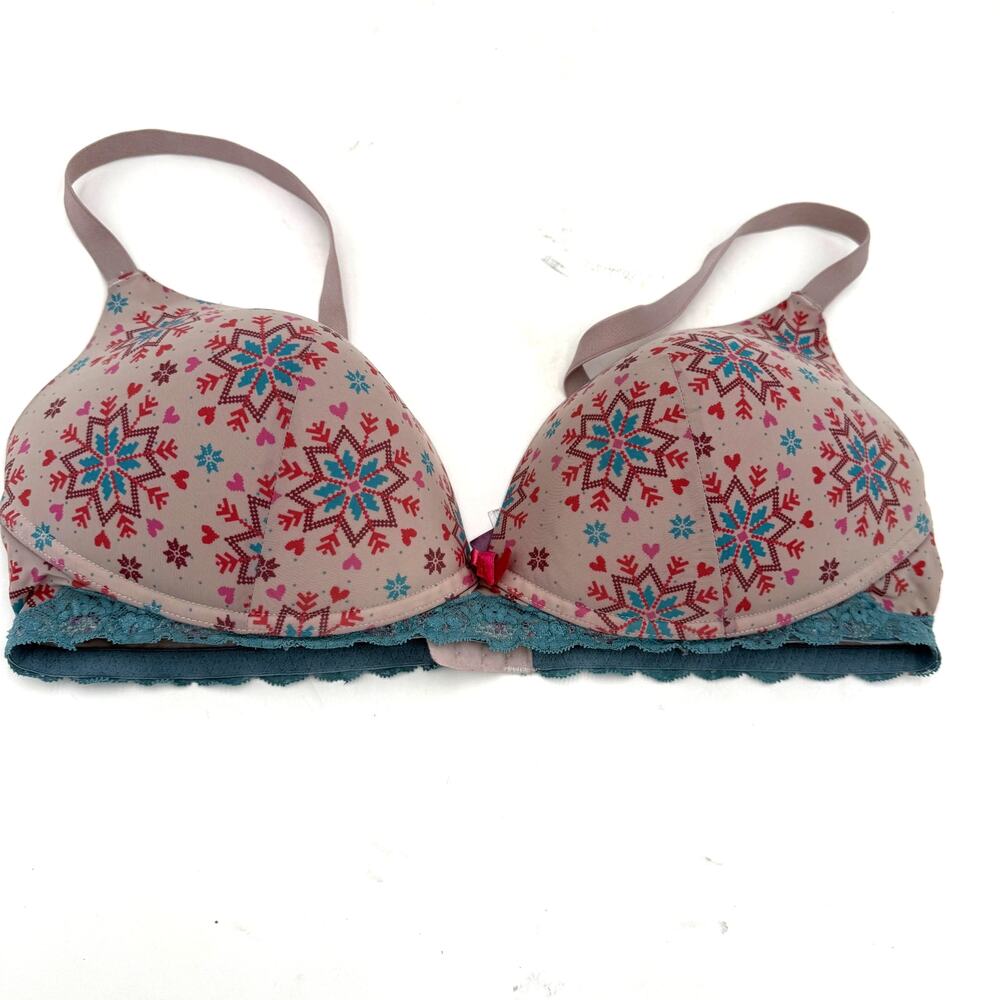 Adore Me Shea Push Up Plunge Wireless Bra Joyful Snowfall Size 38D